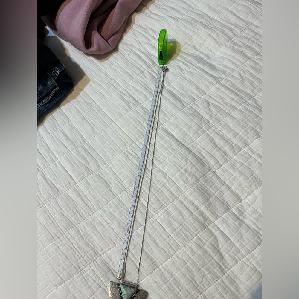 Long Silver And Turquoise Statement Necklace - image 3